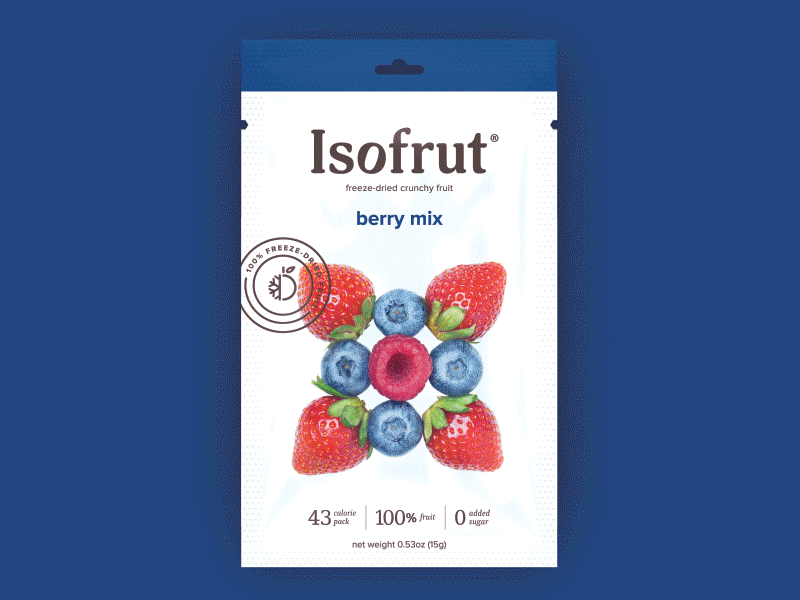 Isofrut — Packaging branding identity food freeze-dry fruit snack packaging healthy