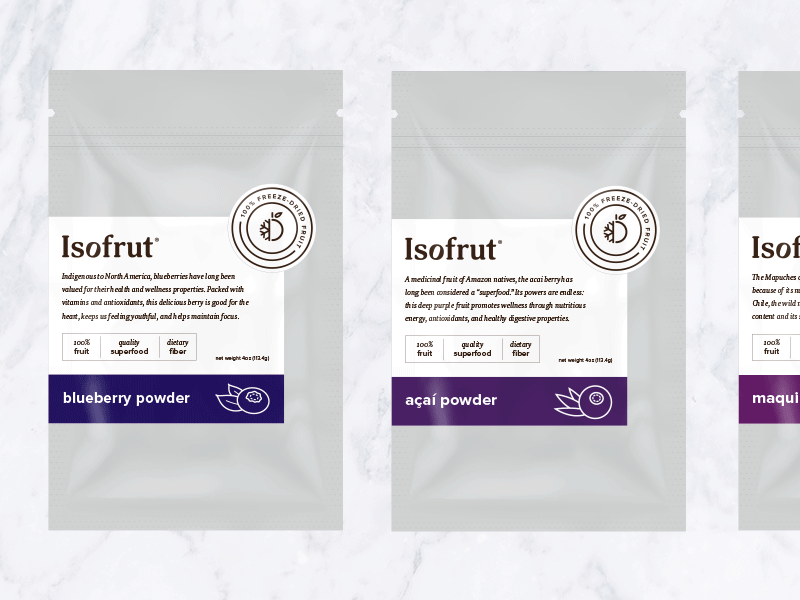 Isofrut — Fruit Powders berries berry branding food freeze dry health iconography icons natural packaging superfood supplement