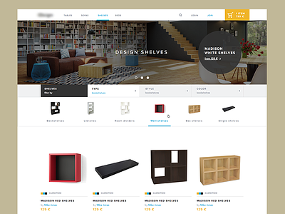 Rejected Category Page furniture ui ux website