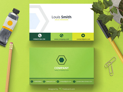 Corporate green business card template