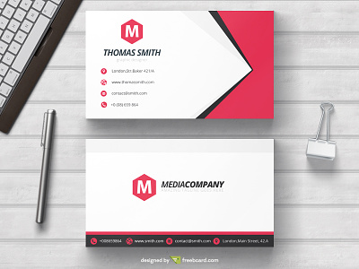 Minimal red business card template business card design free card free template freebcard