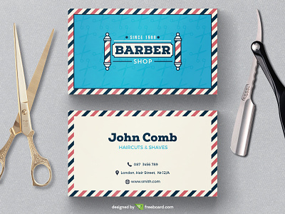 Barber Shop Business Card Template By Freebcard Com On Dribbble