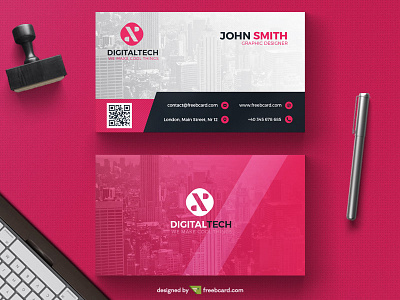 Corporate red business card template