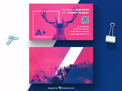 Purple creative business card template (Free Download) business card deer design free card free template freebcard nature