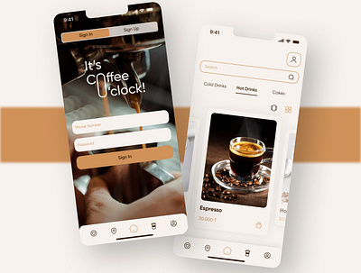 It's Coffee O'clock! app coffee shop design graphic design ui ux