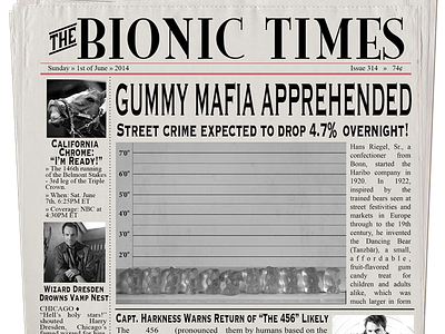 Bionic Times Newspaper humor media newspaper typography