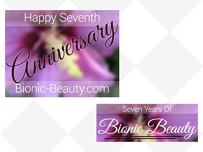 Lucky Number 7 anniversary blog flower hibiscus photography promotion purple script