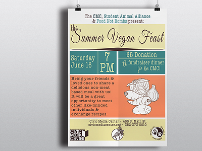 The Summer Vegan Feast color block flyer print print media script serif web website graphic