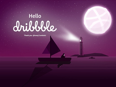 First shot! From a boat! boat design graphic hello illustration moon sea