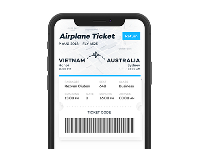 Airplane travel ticket