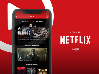 Netflix Redesign design iphone iphonex mobile mobiledesign netflix prototype red ui ux