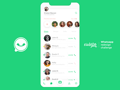 WhatsApp Redesign Challenge app chat design graphic ios iphone iphonex mobile prototype ui ux whatsapp