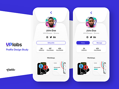 Uplabs Profile UI Study app design graphic ios iphonex minimalist mobile profile prototype study ui ux