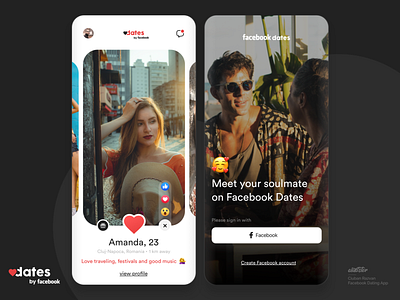 Facebook Dates app date dating design facebook minimalist mobile prototype tinder ui ux