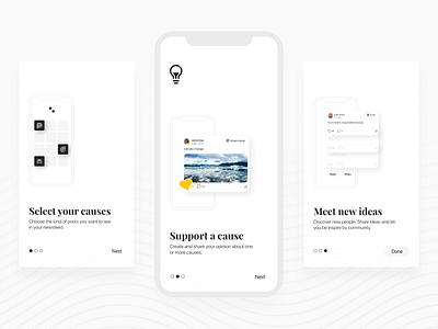 Ideacracy - A new kind of social media design idea ios iphone iphonex mobile newsfeed onboarding profile social social app ui ux