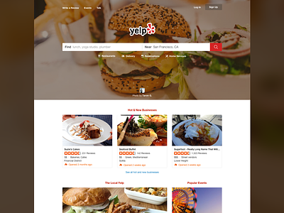 Yelp Home Page Redesign food home page ratings redesign restaurants reviews yelp