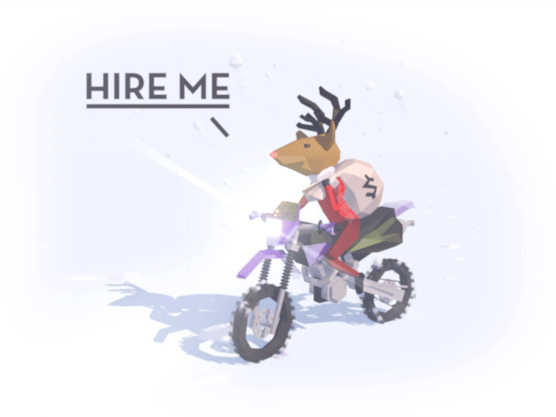 Hire me #1 3d animation christmas design game design loop low poly motion graphics new zealand ui ux xmas