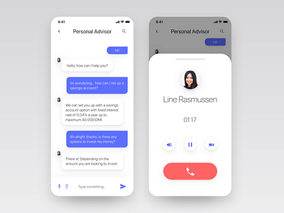 Personal advisor messaging and call advisor app application application ui banking design finance financial app interface mobile ui ux