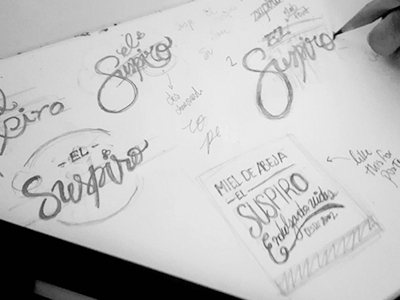 Lettering El Suspiro handmade lettering logo packaging script sketch