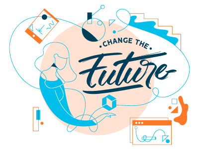 Change The Future company draw future illustration lettering minimalism mural wall