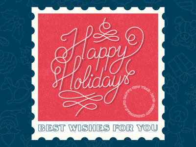 Happy Holidays Postcard 2018 2019 christmas cards design happy new year holiday card illustration lettering pattern postcards typography