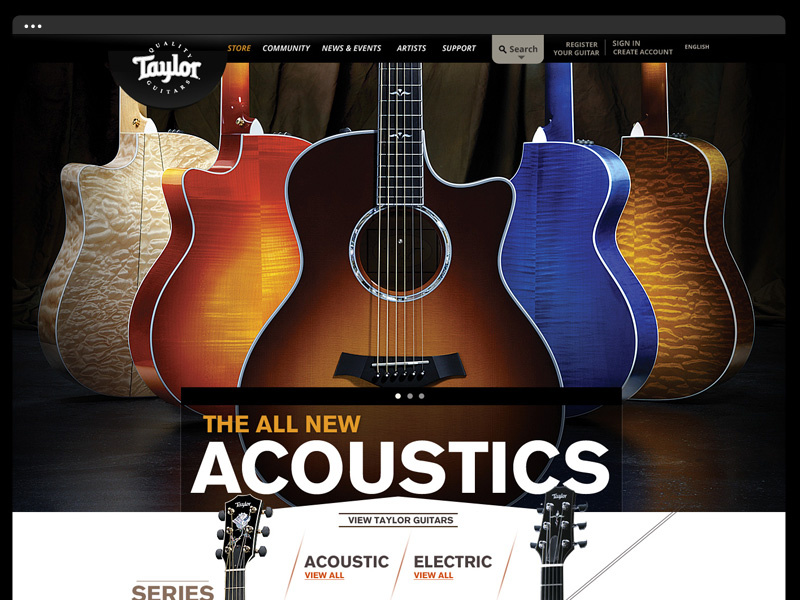 Taylor Guitars site Concept by subvice Chris West Coast Creative Director on