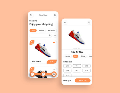 Shoe Shop App UI app design landing page mobile app mobile ui product shoe shop ui uiux ux