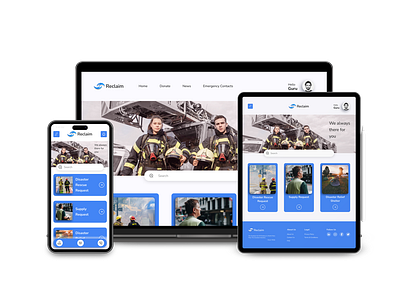 Reclaim App & Responsive website app disaster disaster management donation landing page mobile app mobile ui relief responsive website ui uiux ux