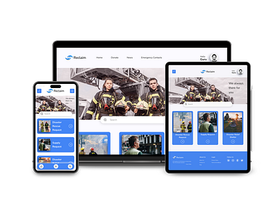 Reclaim App & Responsive website app disaster disaster management donation landing page mobile app mobile ui relief responsive website ui uiux ux