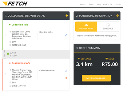 1Fetch Delivery App app design ui ux ux design web