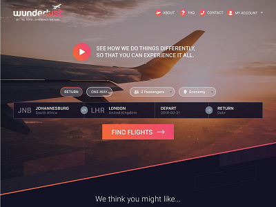 Wunderlust Travel Homepage design ui web
