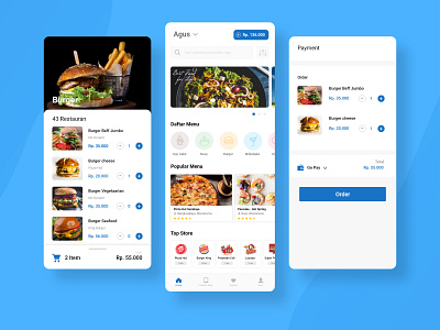 Food Delivery Mobile App app blue cafe delivery food food app mobile online food order shopping store