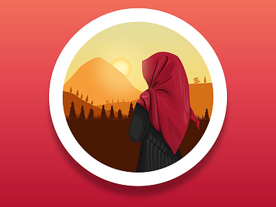 Round Scenery hijab illustrator landscape mount ui ux vector