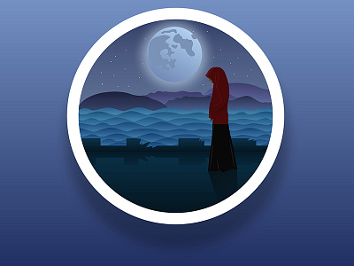 Round Scenery 2 hijab illustrator landscape mount ui ux vector