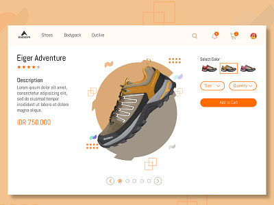 Eiger Shoes Product design ecommerce eiger illustrator landing page shoes shop store ui ux web