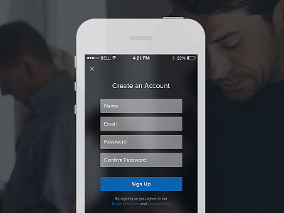 Sign Up Screen ios iphone mobile register sign up signup ui ux