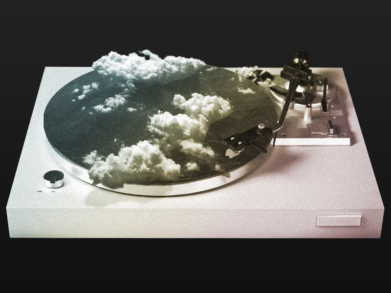 Turntable Flat Earth turntable vinyl photo manipulation poster
