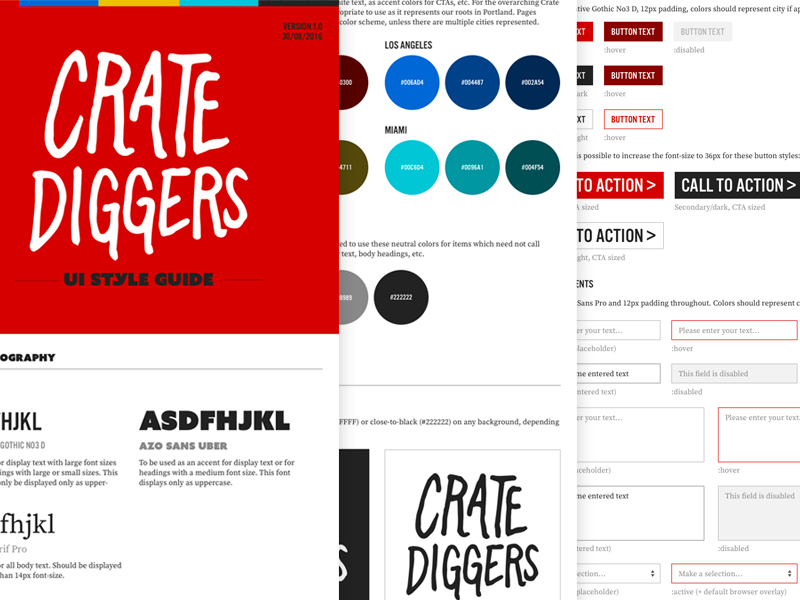 Crate Diggers Style Guide typography discogs vinyl style guide ui