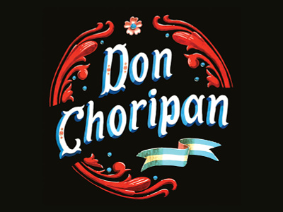 Identidade visual para a marca Don Choripan RJ design filete porteño fileteado illustration lettering logo