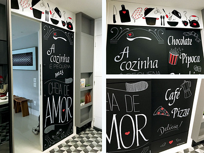 Decoração com lettering calligraphy design illustration lettering painting wall