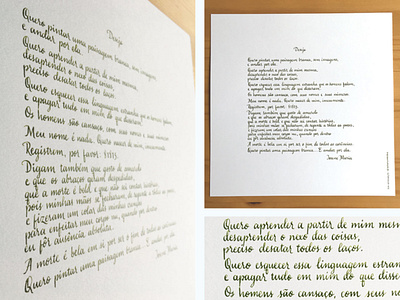 Caligrafia, poema Desejo calligraphy design lettering