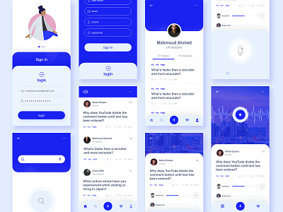 Voico ask Voice app app ask blue clean flat ui ux web