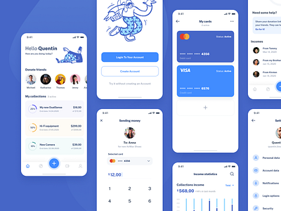 PiggyApp - Mobile iOS application - more screens app balance banking borrow cash clean collecting design fintech lend mobile modern money app piggybank product savings ui ux