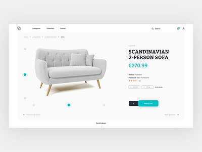 Product page - concept design clean design furniture grey swipe typography ui ux web