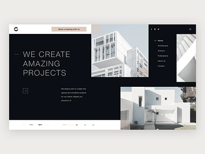 Architectural Studio design exploration architects black white clean design exploration grid modern training typography ui web website