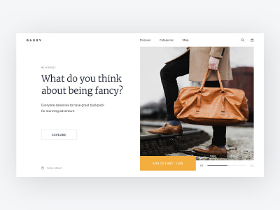 Bagsy Home Page backpacks bags clean commerce design home screen homepage design modern product typography ui ux web white space