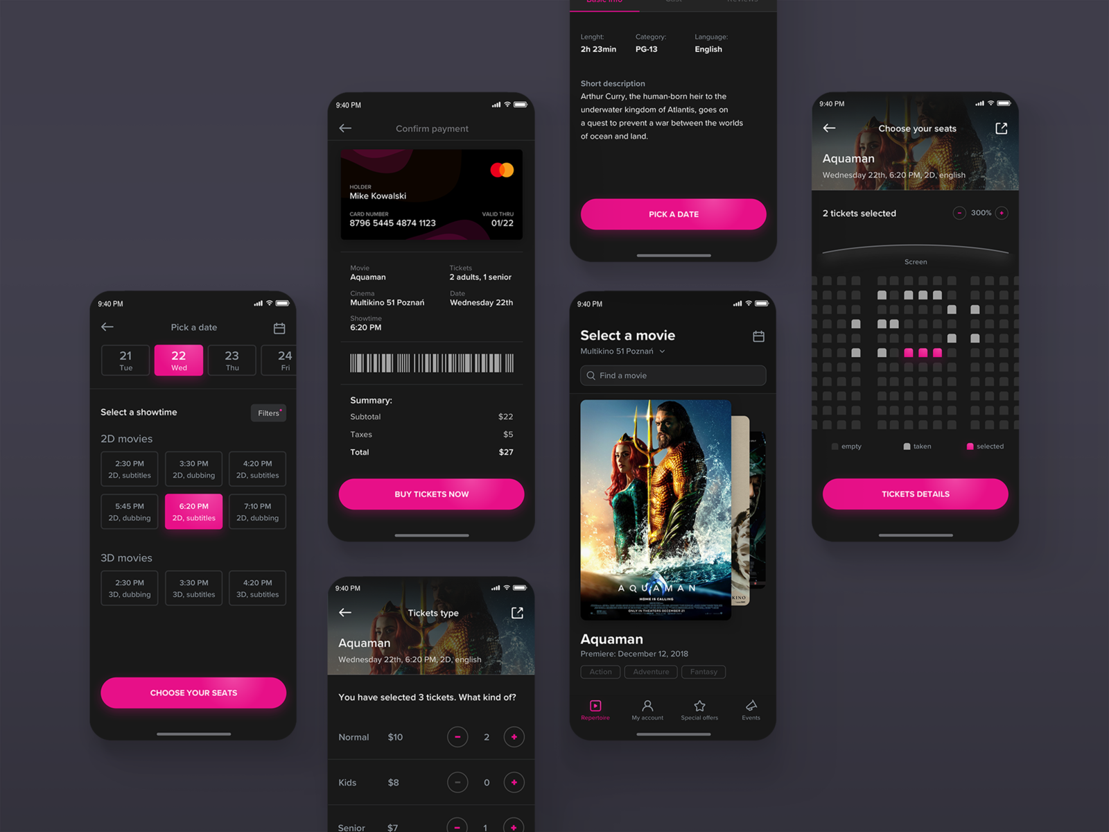 Cinema iOS app concept by Luke Krzemiński on Dribbble