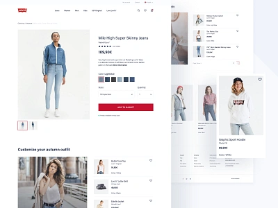 Levi's Store Concept - Product page clothes commerce concept design grey levis mobile product product design product page redesign shop typography ui ux web webdesign white white space