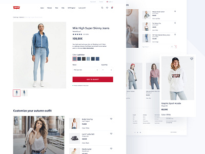 Levi's Store Concept - Product page clothes commerce concept design grey levis mobile product product design product page redesign shop typography ui ux web webdesign white white space