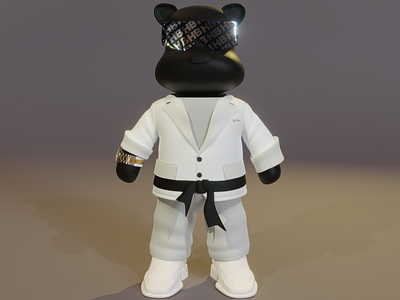 Taekwondo suited Bear 3d